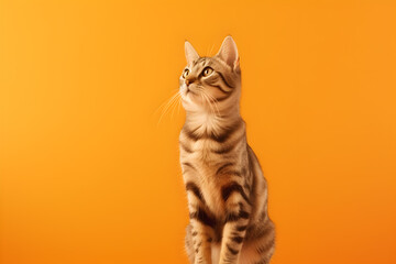 Obraz premium portrait of a cat with orange background, generative ai 