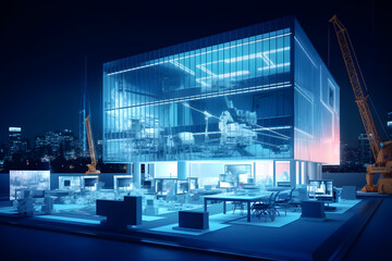 Futuristic Blue Glow: The Industrial Evolution of Tomorrow's Factory