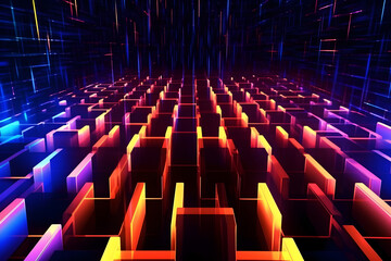 Obraz premium Colorful abstract light lines, generative ai