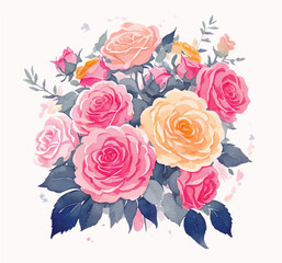 Rose Flower Bouquet watercolor vector