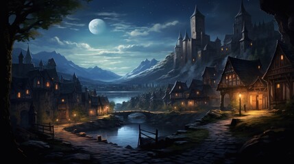 Fototapeta premium Role Playing Game Landscape with secret unknown places Artwork