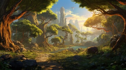 Naklejka premium Role Playing Game Landscape with secret unknown places Artwork