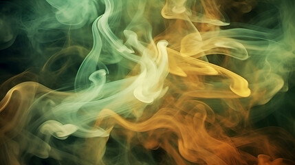 Green smoke waves under clear water, orange enlightened, generative ai