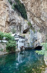 Fototapeta na wymiar The Blagaj Dervish Tekke, located near Mostar, was established in the 15th century by the Bektashi order