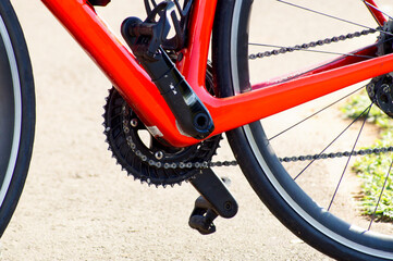 detail of frame and gears of a speed bike
