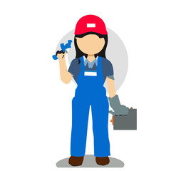 Vector of a Female Plumber, Proficient Female Plumber Graphic