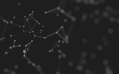 Abstract background. Molecules technology with polygonal shapes, connecting dots and lines. Connection structure. Big data visualization.