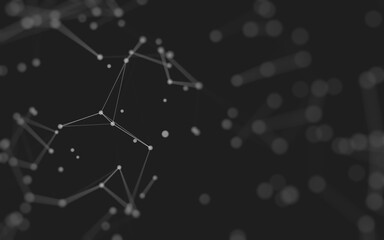 Abstract background. Molecules technology with polygonal shapes, connecting dots and lines. Connection structure. Big data visualization.