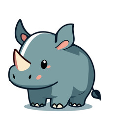 Rhino, Adorable Rhino Vector Illustration for Wildlife Themes