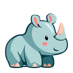 Rhino, Adorable Rhino Vector Illustration for Wildlife Themes