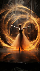 adorable ballet dancer, full body, light painting, fantasy. AI generated image.