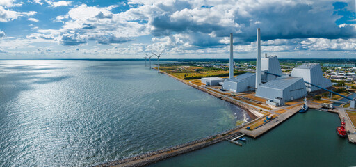 Aerial view of the Power station. One of the most beautiful and eco friendly power plants in the...