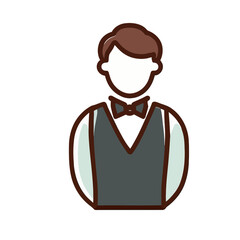 Vector of a Male Waiter or Waitress, Simple Vector Graphic for Restaurant and Service Themes