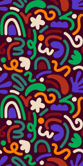 Hand drawn contemporary art collage with abstract shapes. Vector seamless pattern with Scandinavian cut out elements.