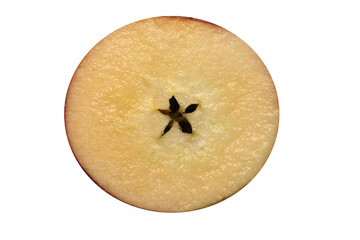 close up of a slice of apple. apple sliced. piece off apple. apple with selective focus.