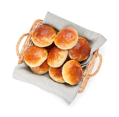 Tasty scones prepared on soda water isolated on white, top view