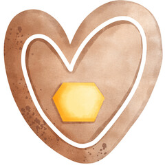 Sweet christmas cookie heart shaped illustration with honey jam.