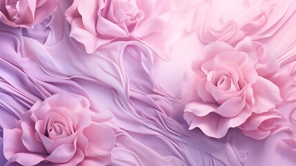 Obraz premium Pink fabric background with roses shapes