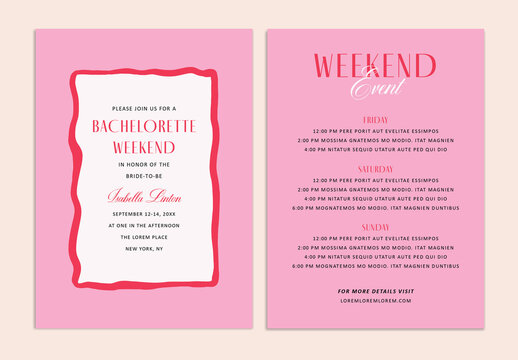  Bachelorette Weekend Party Invitation Card