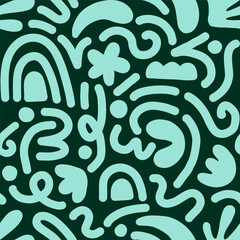 Hand drawn contemporary art collage with abstract shapes. Vector seamless pattern with Scandinavian cut out elements.