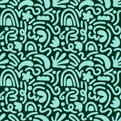 Hand drawn contemporary art collage with abstract shapes. Vector seamless pattern with Scandinavian cut out elements.