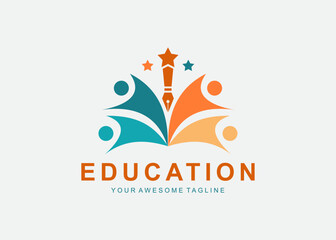 Education logo template design concept, student progress and success in learning.