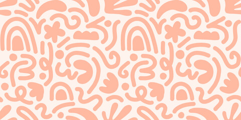 Hand drawn contemporary art collage with abstract shapes. Vector seamless pattern with Scandinavian cut out elements.