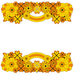Retoro flower frame, psychedelic  and fashionable yellow and orange color