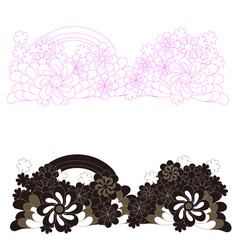 Retoro flower frame, psychedelic  and fashionable black and gold