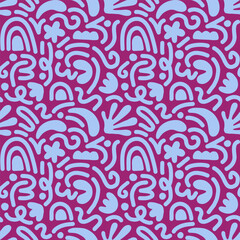 Hand drawn contemporary art collage with abstract shapes. Vector seamless pattern with Scandinavian cut out elements.