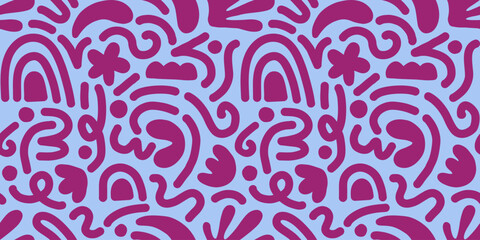 Hand drawn contemporary art collage with abstract shapes. Vector seamless pattern with Scandinavian cut out elements.