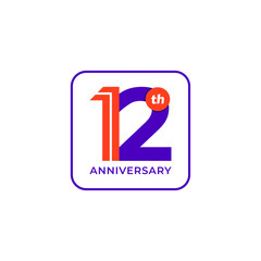 ILLUSTRATION 12th ANNIVERSARY DESIGN SIMPLE TEMPLATE LOGO ICON VECTOR