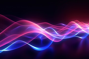 Naklejka premium abstract futuristic background with pink blue glowing neon moving high speed wave lines and bokeh lights. Data transfer concept Fantastic wallpaper