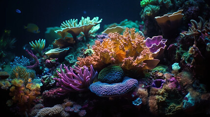 Fototapeta na wymiar Underwater landscape reef background. Generative AI