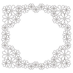 Retoro flower frame, psychedelic  and fashionable, line work