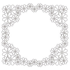 Retoro flower frame, psychedelic  and fashionable, line work