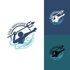 God neptune logo with simple design, marine life logos © nur