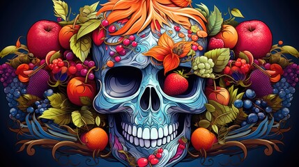 Obraz na płótnie Canvas Skull with fruit and vegetable