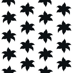 Vector seamless pattern of hand drawn Lilly flower silhouette isolated on white background