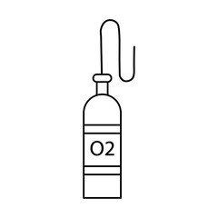 Oxygen cylinder medical equipment. Oxygen tank, cylinder, O2. Medical equipmen. Vector illustration. EPS 10.