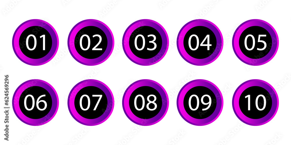 Aufkleber pins with number. bullet point set. marker in retro color. vector illustration. eps 10.