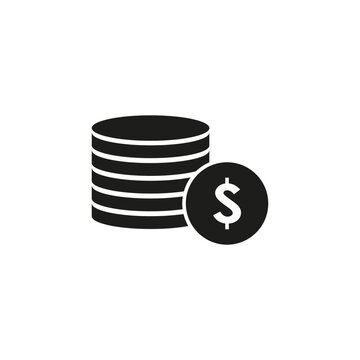 Coin stack icon. Business pay concept. Money dollar symbol. A column of coins. Vector illustration. EPS 10.