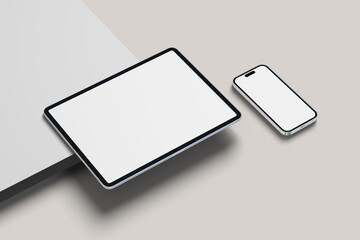Tablet and smartphone blank mockup