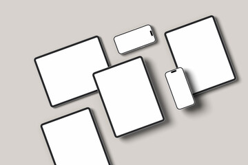 Tablet and smartphone blank mockup