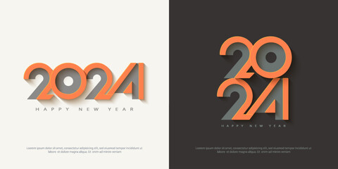 Happy new year 2024 design with colorful thin numerals. Premium vector background for banners, posters, calendars and more. - obrazy, fototapety, plakaty
