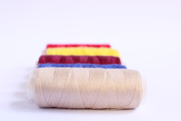Spools Of Sewing Thread On White Background 3