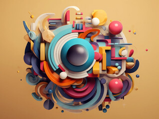 A beautiful illustration featuring abstract geometric shapes on a clear background