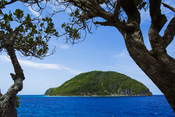 Blue sky over the tropical island. Calatrava, Romblon, Philippines