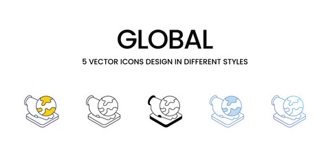 Global Icon Design in Five style with Editable Stroke. Line, Solid, Flat Line, Duo Tone Color, and Color Gradient Line. Suitable for Web Page, Mobile App, UI, UX and GUI design.