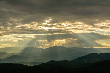The sunset view at Ban Pa Bong Piang, Chiang Mai, Thailand